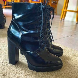 Black Patent Leather Ankle Boots